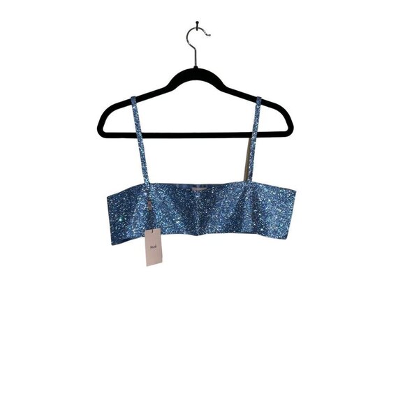 Nue Studio Charlotte Top iin Sky Blue Medium New Womens Cropped Crystal Tank - Picture 5 of 16